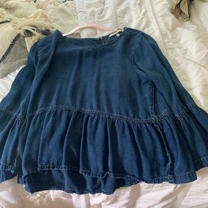 denim flared long sleeve